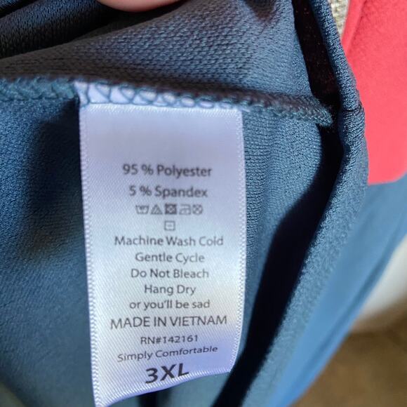 LuLaRoe‎ Womens Dress Size 3XL 3X Amelia Pink Blue Colorblock Textured Flare NEW - Picture 4 of 4